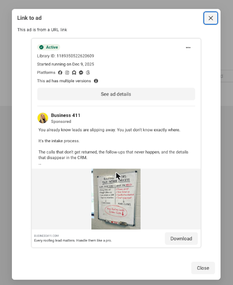 Business 411 ad in the Meta Ad Library